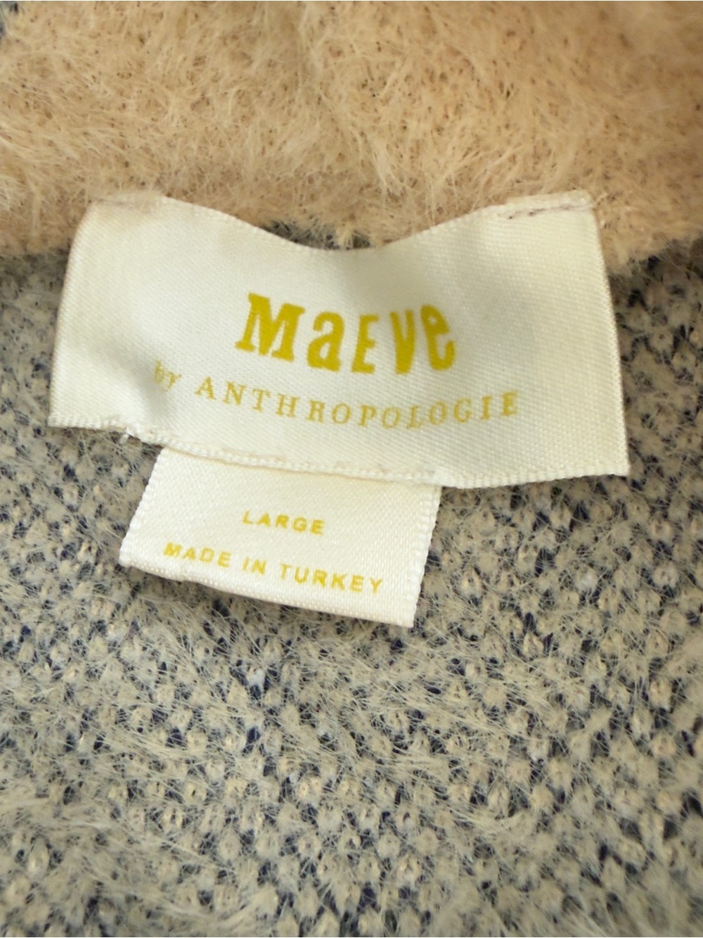 Maeve Anthropologie Striped Mock Neck Cozy Sweater - Cream & Charcoal Size Large - Picture 6 of 12